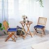 3 Pieces Patio Folding Wooden Bistro Set Cushioned Chair